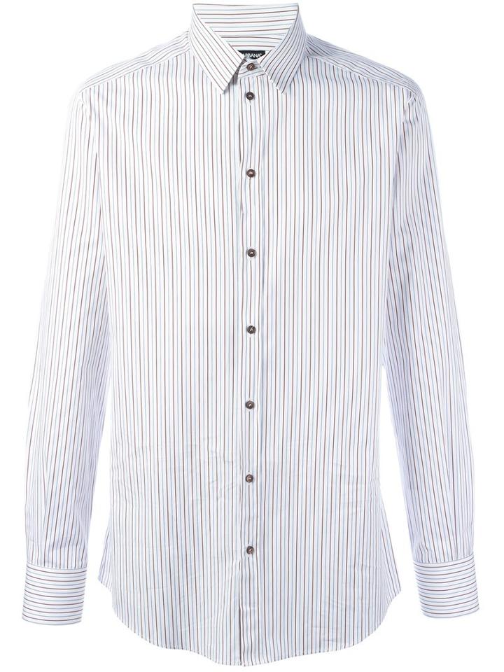 Dolce & Gabbana Striped Shirt, Men's, Size: 38, White, Cotton