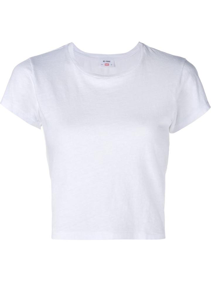 Re/done Hanes Boxy Cropped Short Sleeve T-shirt, Women's, Size: Xs, White, Cotton