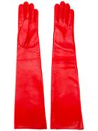 Manokhi High Shine Gloves, Women's, Size: 7.5, Red, Lamb Skin