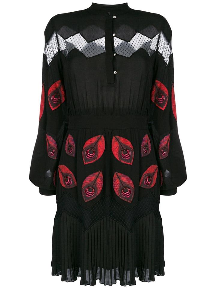 Just Cavalli Embroidered Long-sleeve Dress - Black