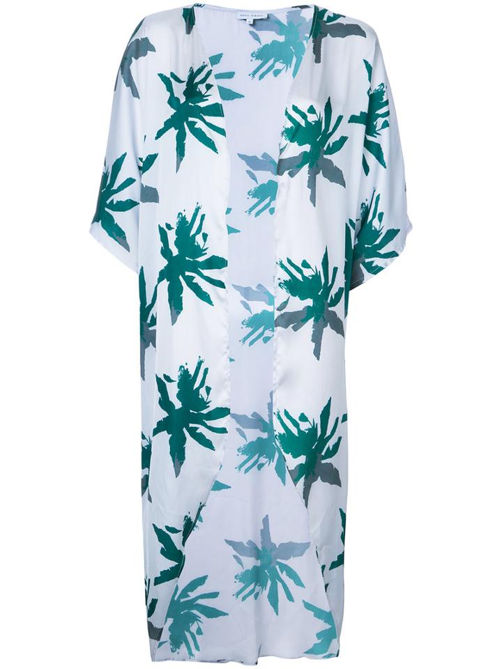 Sapia Simone - Palm Print Beach Cover-up - Women - Polyamide - M, Blue, Polyamide