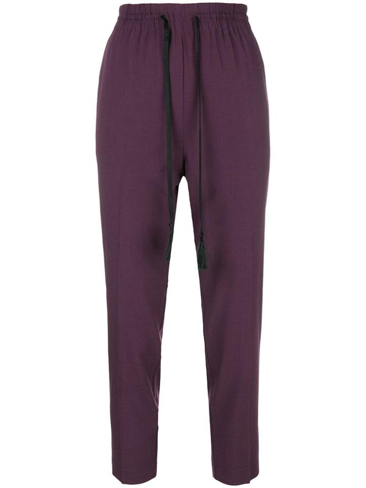 Forte Forte Drop Crotch Cropped Trousers - Pink & Purple
