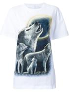 Wall Wolf Print T-shirt, Women's, Size: Xl, White, Cotton
