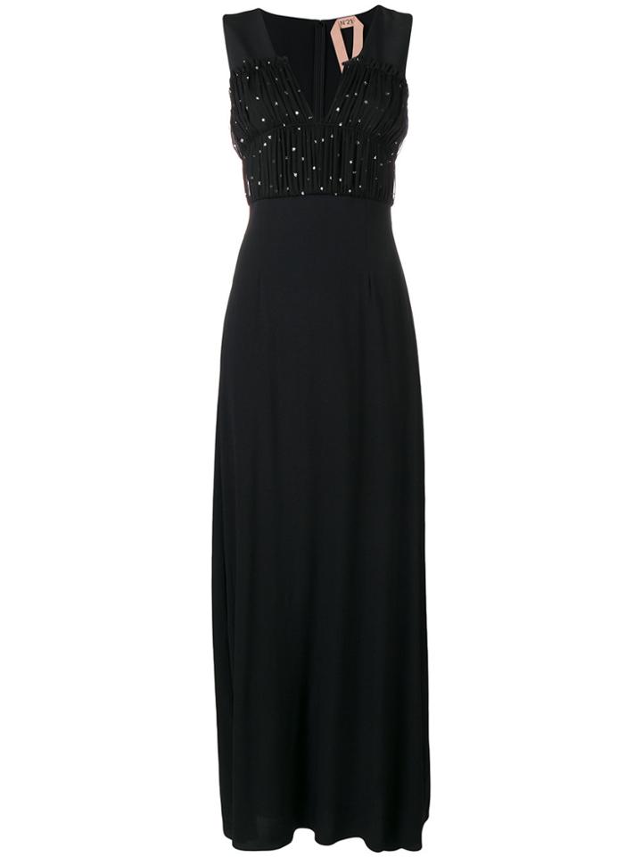 No21 V-neck Contrast Panel Dress - Black