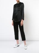 Raquel Allegra Raw Hem Long Sleeve Shirt - Black
