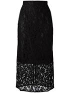 Gaelle Bonheur Floral Lace Midi Skirt, Women's, Size: 0, Black, Cotton/viscose/polyester
