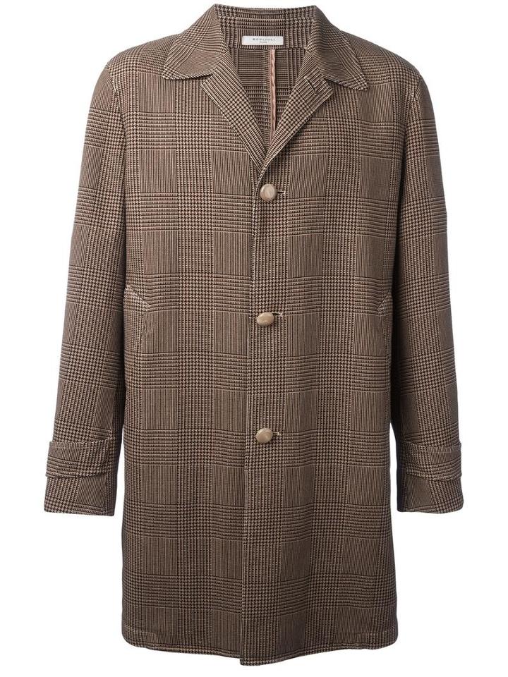 Boglioli Checked Coat, Men's, Size: 50, Brown, Cotton/paper/acetate/cupro