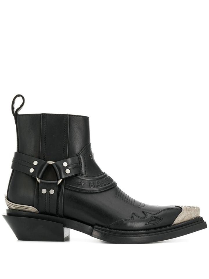 Balenciaga Santiag 40 Ankle Boots - Black