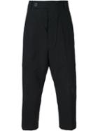 Rick Owens Drop Crotch Cropped Trousers, Men's, Size: 48, Black, Cotton
