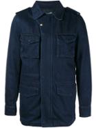 Yves Salomon Rabbit Fur Lined Denim Jacket, Men's, Size: 50, Blue, Cotton/rabbit Fur/polyester