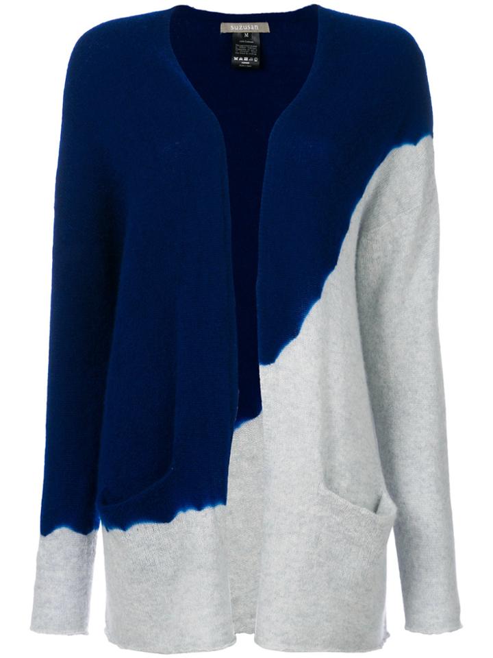 Suzusan Two Tone Colour Block Cardigan - Blue