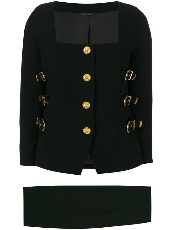 Versace Vintage Bondage Skirt Suit - Black