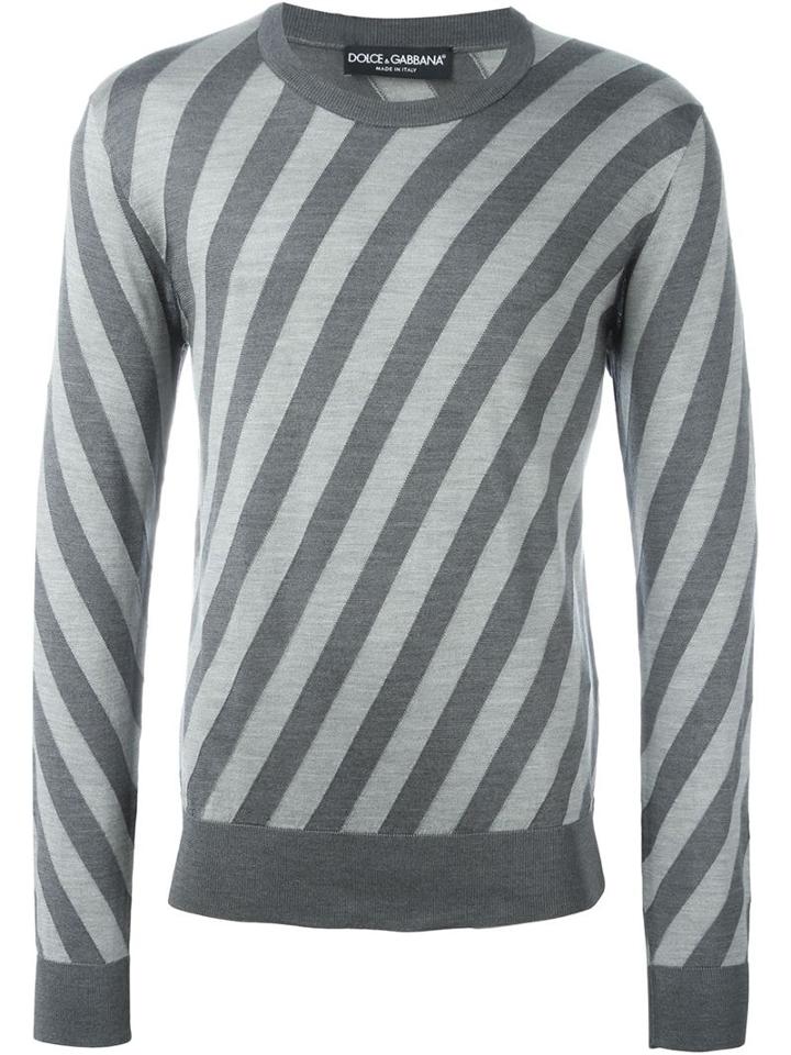 Dolce & Gabbana Striped Jumper, Men's, Size: 50, Grey, Silk