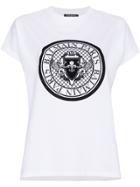Balmain White Circle Logo T Shirt