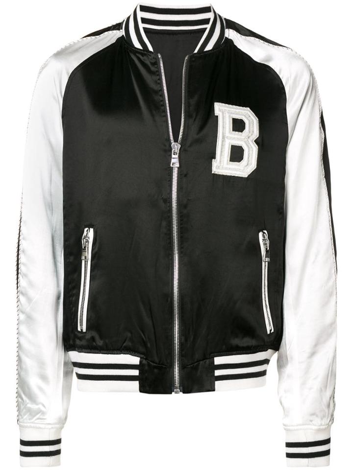 Balmain Contrast Sleeve Bomber Jacket - Black