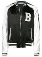Balmain Contrast Sleeve Bomber Jacket - Black