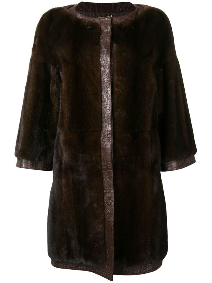 Gianfranco Ferre Vintage Vintage Midi Trimmed Coat - Brown