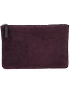 Ann Demeulemeester - Leather-detailed Clutch - Women - Suede - One Size, Pink/purple, Suede