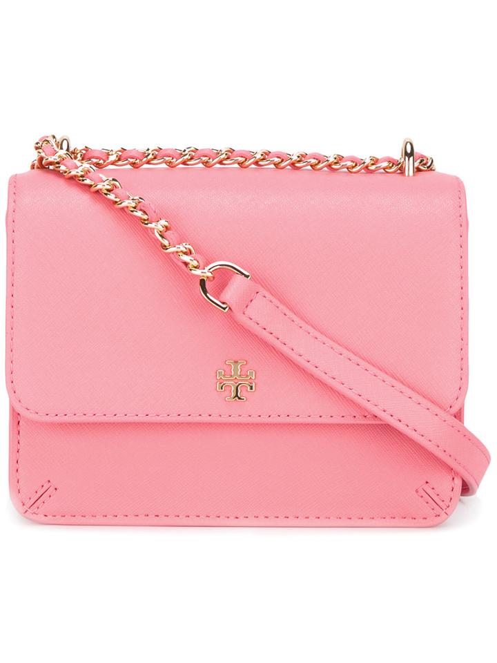 Tory Burch Logo Pin Shoulder Bag, Women's, Pink/purple, Leather