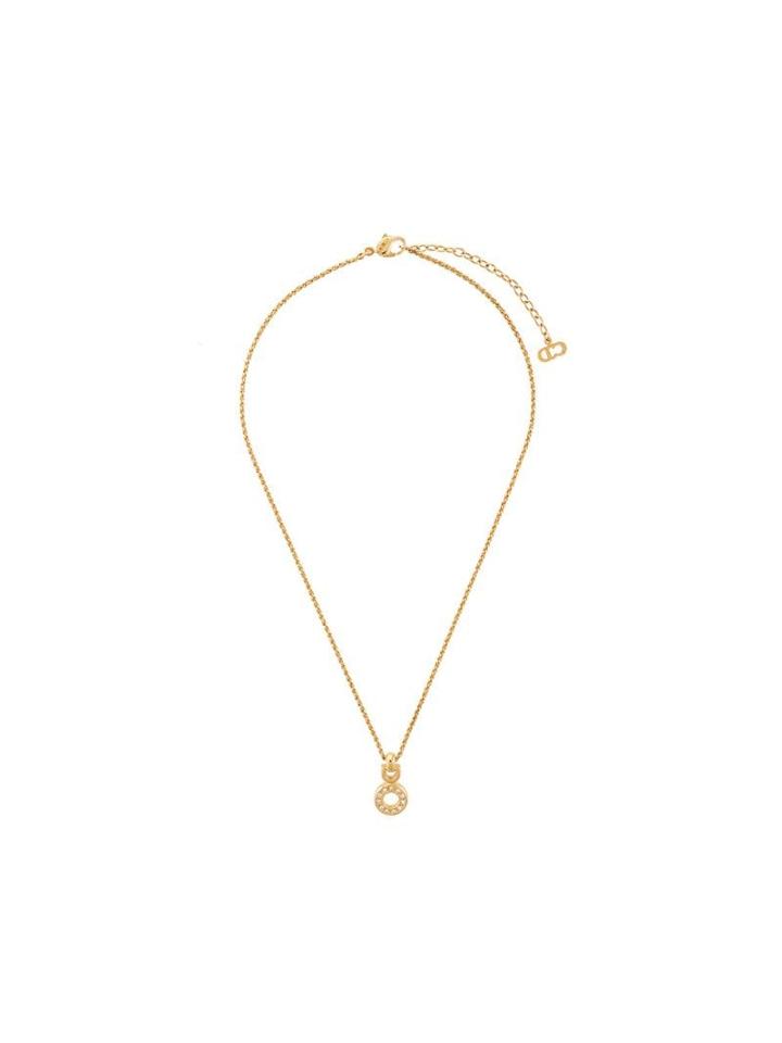 Christian Dior Pre-owned Circle Rhinestone Necklace - Gold