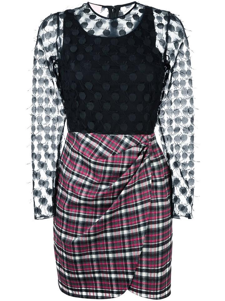 Giamba Checked Sheer Longsleeved Dress, Women's, Size: 40, Black, Cotton/polyester/spandex/elastane/virgin Wool
