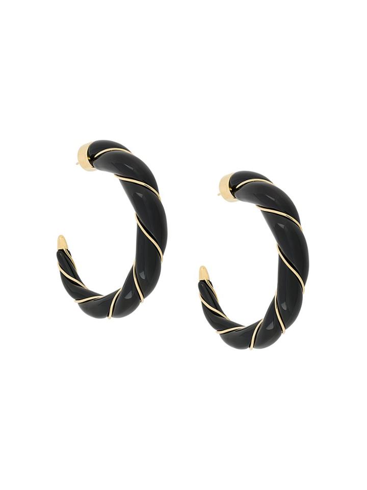 Aurelie Bidermann Twisted Hoop Earrings - Black