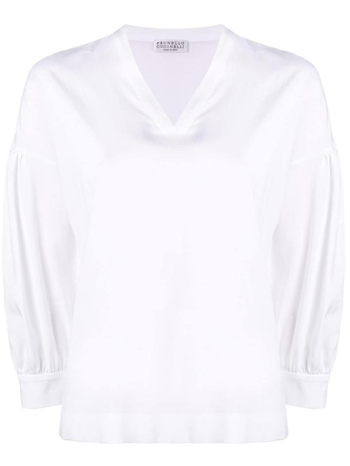 Brunello Cucinelli V-neck Blouse - White