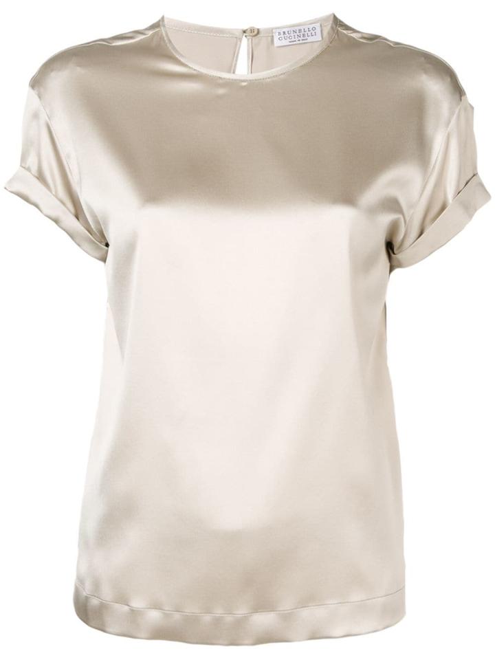 Brunello Cucinelli Brass-embellished Blouse - Grey