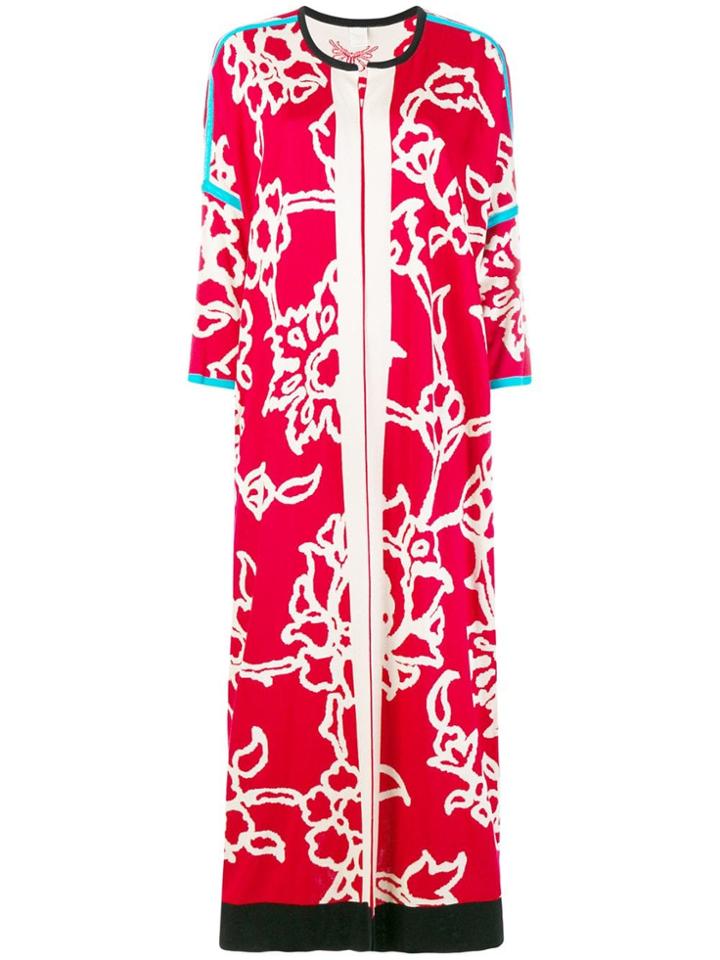 Chirazi Floral Print Cardi-coat - Red