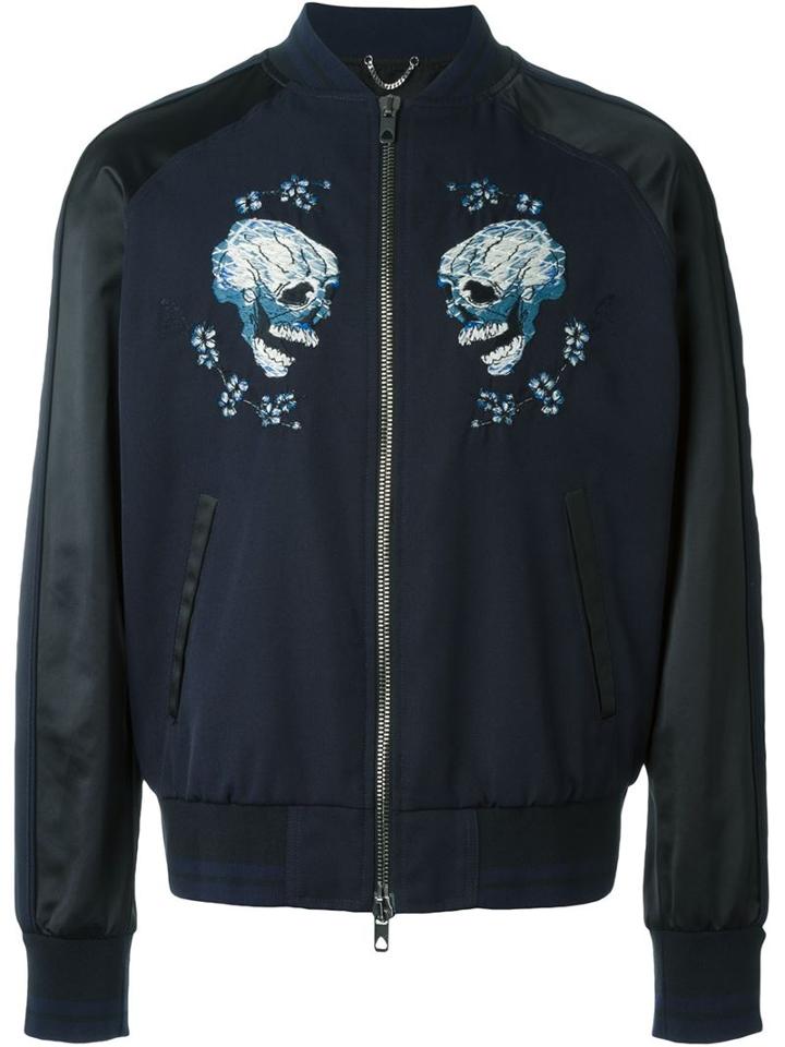 Diesel Black Gold Embroidered Skull Bomber Jacket