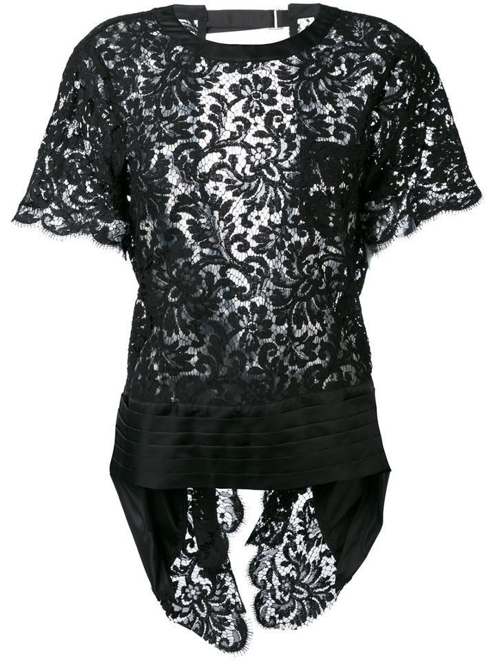 Sacai - Lace-embroidered Top - Women - Cotton/nylon/cupro/rayon - S, Black, Cotton/nylon/cupro/rayon