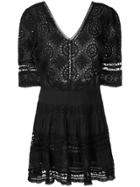 Love Shack Fancy Openwork Lace Dress - Black