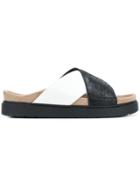 Inuiki Contrast Cross Strap Slides - Black