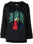 Fendi Palm Embroidered Hooded Sweatshirt - Blue