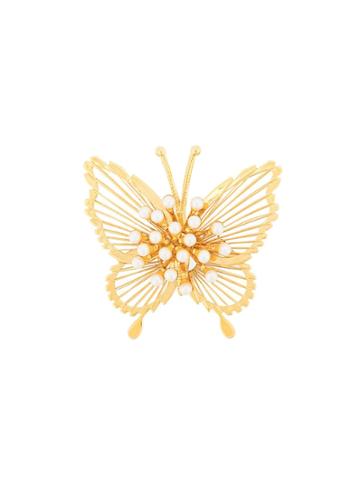 Monet Vintage 1970s Vintage Monet Faux Pearl Butterfly Brooch -