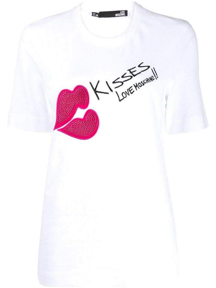 Love Moschino Embellished Kiss T-shirt - White