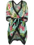 Mc2 Saint Barth Saba Floral-print Satin Robe - Green