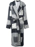 Dolce & Gabbana Polka Dot Squares Coat, Men's, Size: 48, Black, Silk