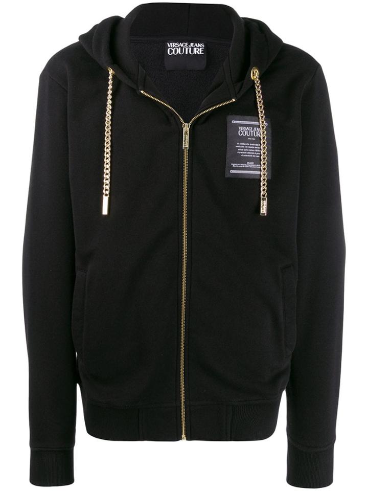 Versace Jeans Couture Chain-embellished Hooded Sweatshirt - Black