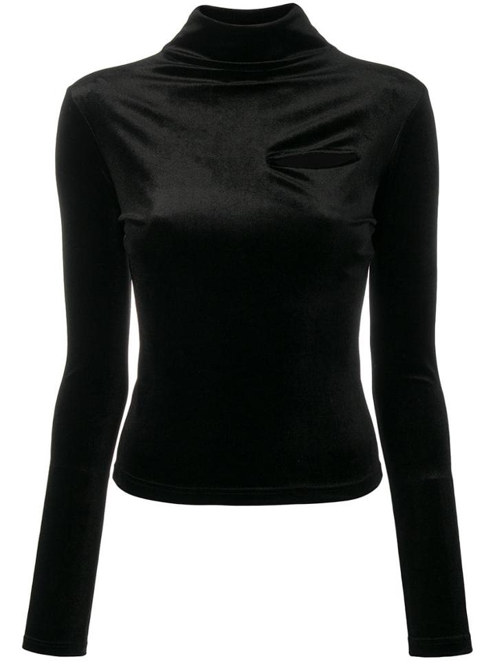 Marta Jakubowski Velvet Top With Front Slit - Black
