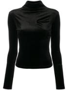Marta Jakubowski Velvet Top With Front Slit - Black
