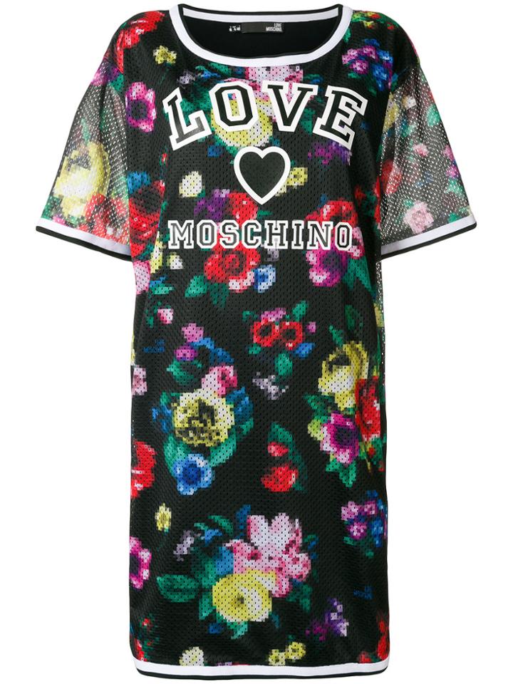 Love Moschino Floral Print T-shirt Dress - Black