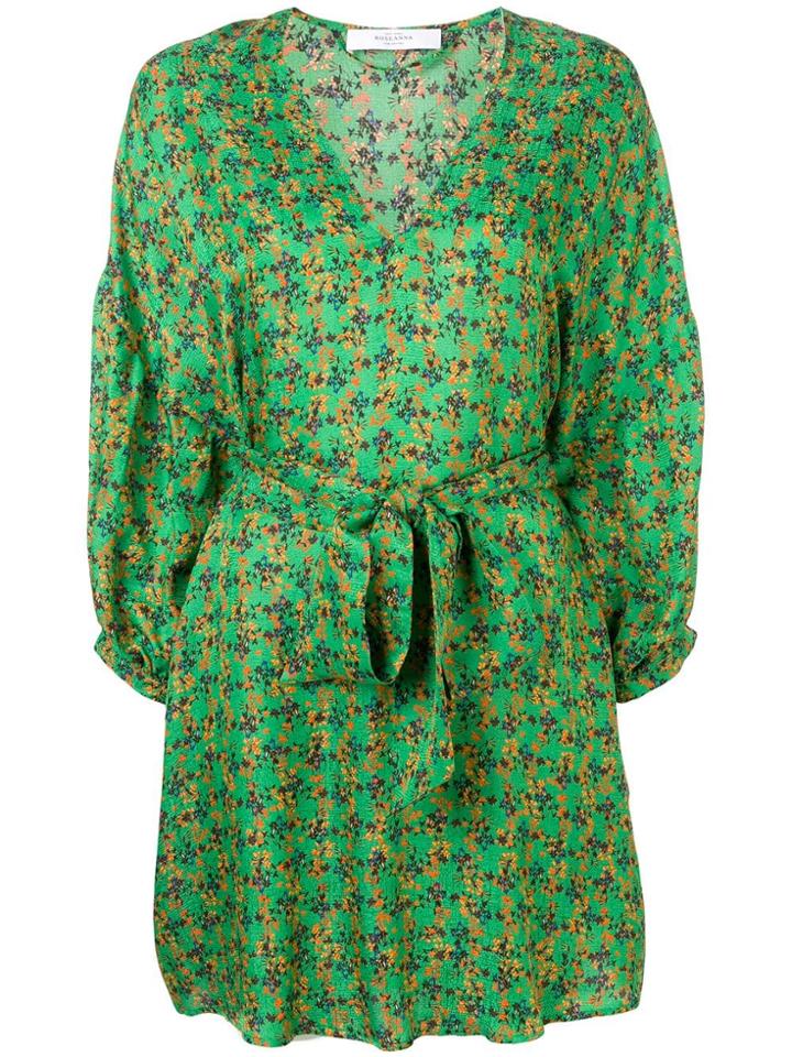 Roseanna Belted Floral Mini Dress - Green