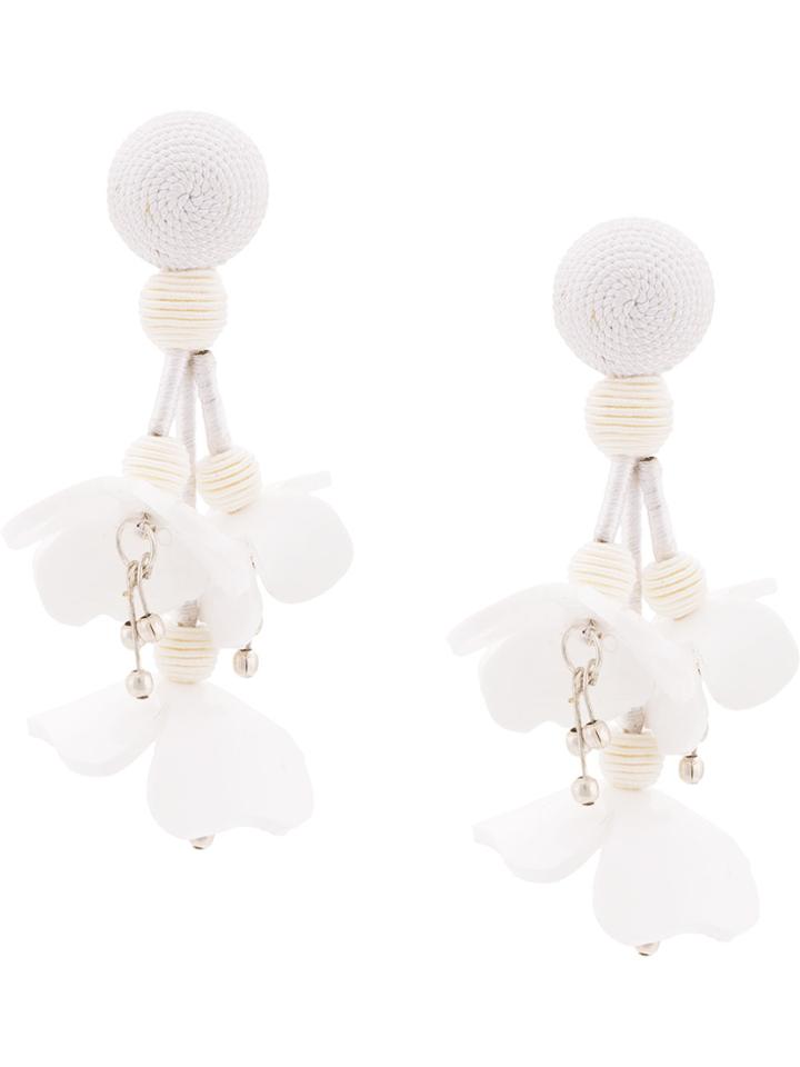 Oscar De La Renta Falling Flower Earrings - White