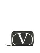 Valentino V Logo Zip-around Purse - Black