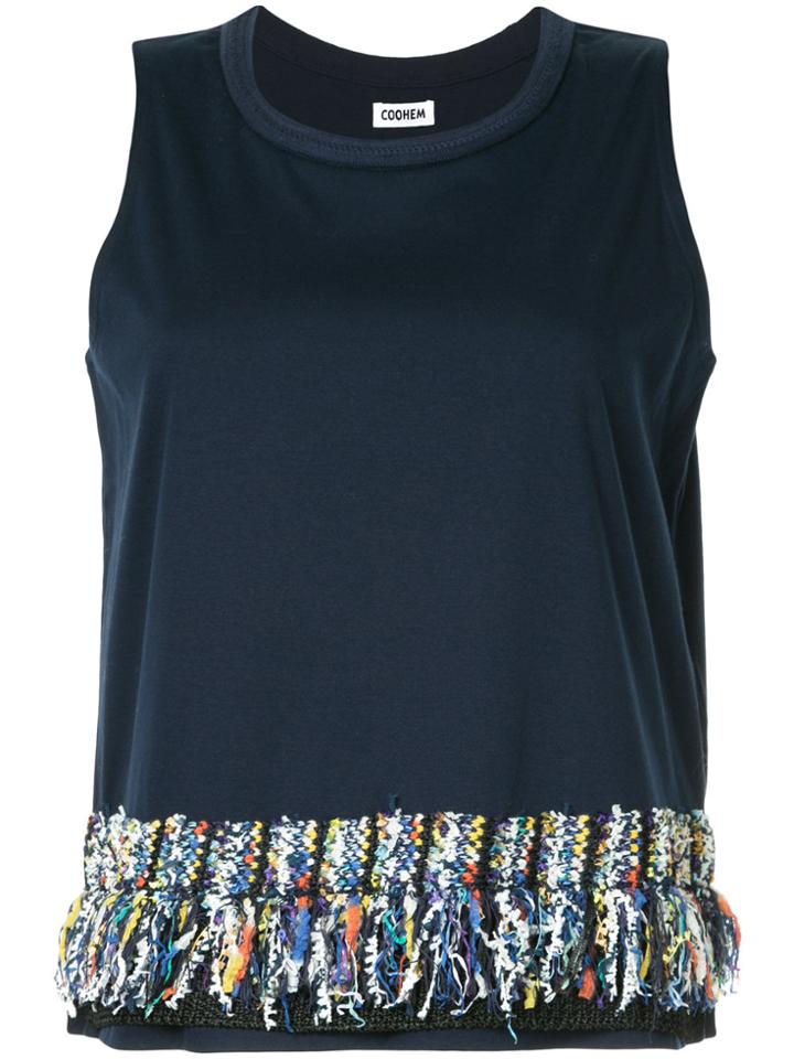 Coohem Tweed Panel Vest Top - Blue