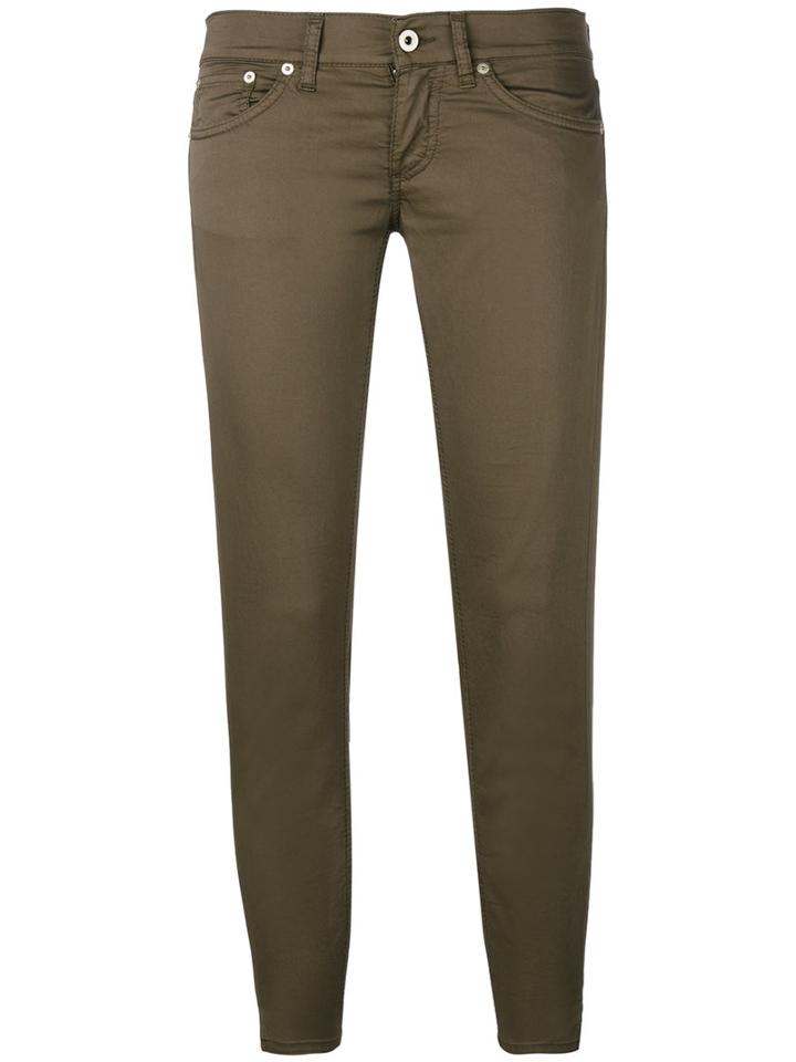 Dondup - Cropped Slim-fit Trousers - Women - Cotton/spandex/elastane - 28, Women's, Green, Cotton/spandex/elastane