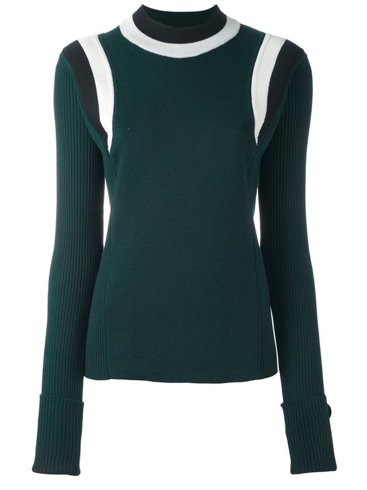 Marni Striped Detail Jumper, Women's, Size: 44, Green, Virgin Wool