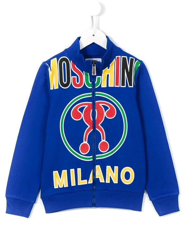 Moschino Kids Double Question Mark Print Sweatshirt, Toddler Boy's, Size: 5 Yrs, Blue