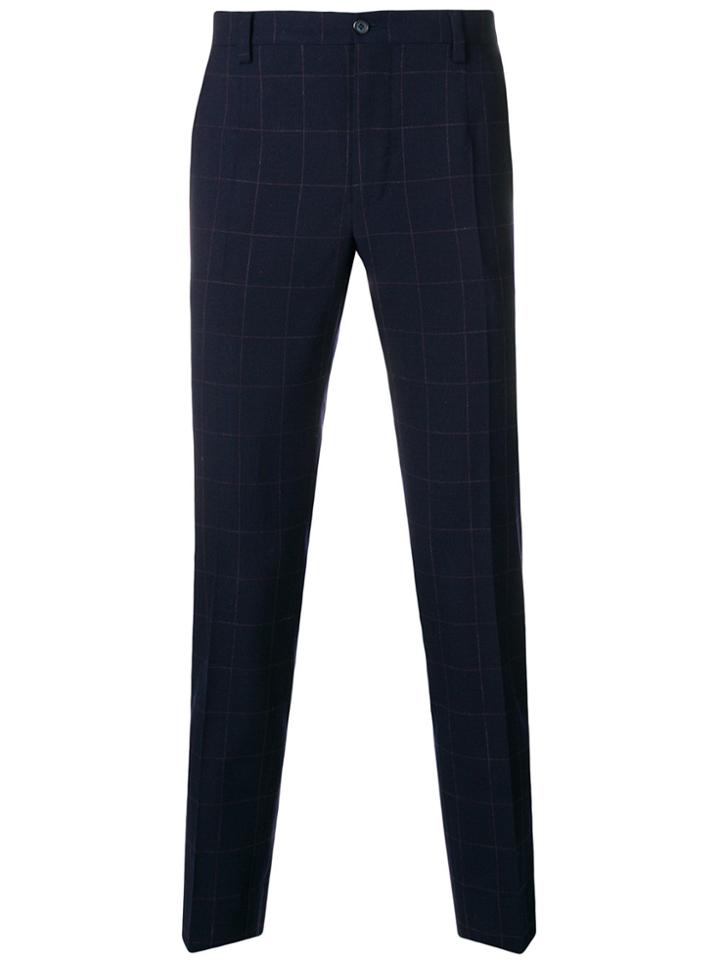 Dolce & Gabbana Check Slim Fit Trousers - Blue